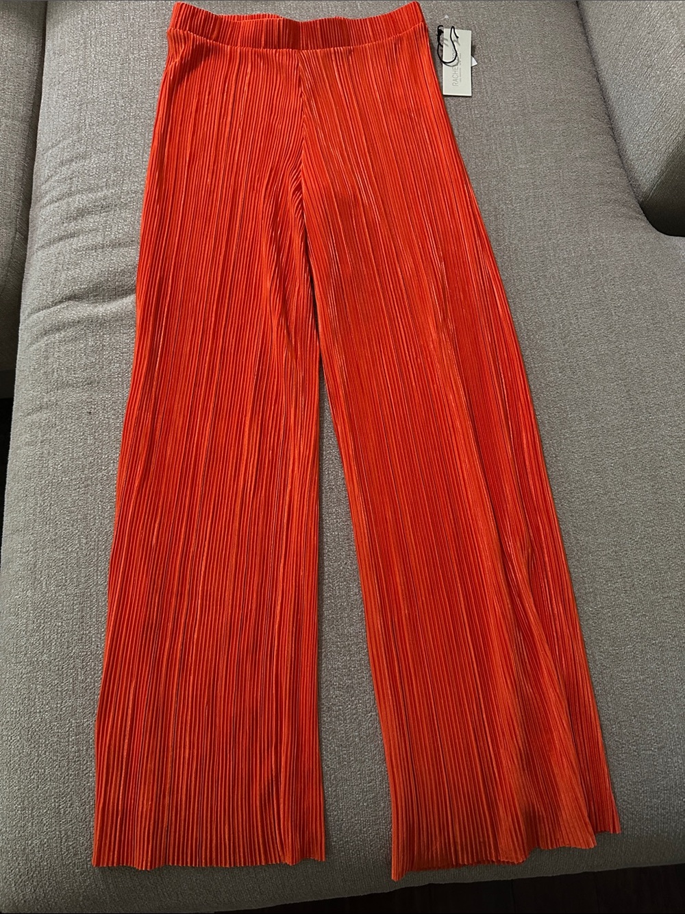 NWT Rachel Zoe Pleated Button-Up Top & Wide Leg Pants Set - Vibrant RedOrange - Picture 6 of 7